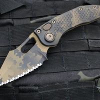 Microtech Stitch OTS Knife- Coyote Camo Finished Handle- Coyote Camo Full Serrated Blade 169-3 CCS SN012