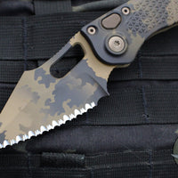 Microtech Stitch OTS Knife- Coyote Camo Finished Handle- Coyote Camo Full Serrated Blade 169-3 CCS SN012