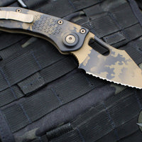 Microtech Stitch OTS Knife- Coyote Camo Finished Handle- Coyote Camo Full Serrated Blade 169-3 CCS SN012