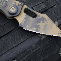Microtech Stitch OTS Knife- Coyote Camo Finished Handle- Coyote Camo Full Serrated Blade 169-3 CCS SN012
