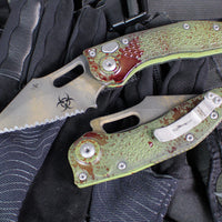 Microtech Stitch OTS Auto Knife- Outbreak Finished Handle- Outbreak Black Full Serrated Blade 169-3 OBS