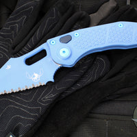 Microtech Stitch OTS Auto Knife- Lilo And Stitch- Lavender Handle- Lavender Full Serrated Blade- Pink Titanium Backspacer 169-3 SIS