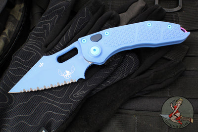 Microtech Stitch OTS Auto Knife- Lilo And Stitch- Lavender Handle- Lavender Full Serrated Blade- Pink Titanium Backspacer 169-3 SIS