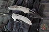 Microtech Stitch RAM LOK Knife- MINI- Natural Color Finished Frag Pattern Aluminum Handle- Black Blade 169MRL-1 FRNC