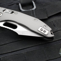 Microtech Stitch RAM LOK Knife- Natural Clear Finished Fluted Aluminum Handle- Apocalyptic Blade 169RL-10 APFLNC