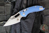 Marfione Select Stitch RAM LOK Knife- Antique Blue Anodized Frag Pattern Titanium Handle- Apocalyptic Finished Blade- Blue Backstrap 169RL-10 APFRMS2