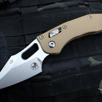Microtech Stitch RAM LOK Knife- Tan Fluted G-10 Handle- Stonewash Plain Edge Blade 169RL-10 FLGTTA