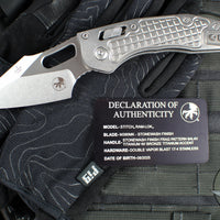 Marfione Select Stitch RAM LOK Knife- Frag Pattern Stonewash Titanium Handle- Stonewash Blade- Bronze Backstrap 169RL-10 FRMS1