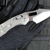 Marfione Select Stitch RAM LOK Knife- Frag Pattern Stonewash Titanium Handle- Stonewash Blade- Bronze Backstrap 169RL-10 FRMS1