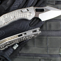 Marfione Select Stitch RAM LOK Knife- Frag Pattern Stonewash Titanium Handle- Stonewash Blade- Bronze Backstrap 169RL-10 FRMS1