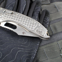 Marfione Select Stitch RAM LOK Knife- Frag Pattern Stonewash Titanium Handle- Stonewash Blade- Bronze Backstrap 169RL-10 FRMS1