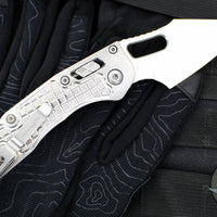 Marfione Select Stitch RAM LOK Knife- Frag Pattern Stonewash Titanium Handle- Stonewash Blade- Blue Backstrap 169RL-10 FRMS2