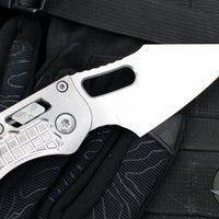 Marfione Select Stitch RAM LOK Knife- Frag Pattern Stonewash Titanium Handle- Stonewash Blade- Blue Backstrap 169RL-10 FRMS2