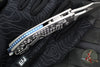 Marfione Select Stitch RAM LOK Knife- Frag Pattern Stonewash Titanium Handle- Stonewash Blade- Blue Backstrap 169RL-10 FRMS2
