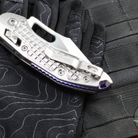 Marfione Select Stitch RAM LOK Knife- Frag Pattern Stonewash Titanium Handle- Stonewash Blade- Purple Backstrap 169RL-10 FRMS3
