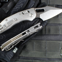 Marfione Select Stitch RAM LOK Knife- Smooth Stonewash Titanium Handle- Stonewash Blade- Bronze Backstrap 169RL-10 MS1