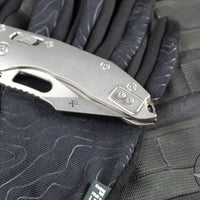 Marfione Select Stitch RAM LOK Knife- Smooth Stonewash Titanium Handle- Stonewash Blade- Bronze Backstrap 169RL-10 MS1