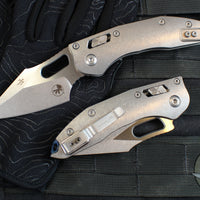Marfione Select Stitch RAM LOK Knife- Smooth Stonewash Titanium Handle- Stonewash Blade- Blue Backstrap 169RL-10 MS2