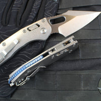 Marfione Select Stitch RAM LOK Knife- Smooth Stonewash Titanium Handle- Stonewash Blade- Blue Backstrap 169RL-10 MS2