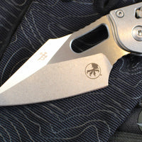 Marfione Select Stitch RAM LOK Knife- Smooth Stonewash Titanium Handle- Stonewash Blade- Blue Backstrap 169RL-10 MS2