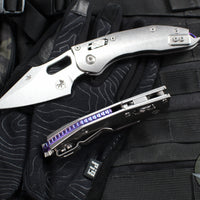 Marfione Select Stitch RAM LOK Knife- Smooth Stonewash Titanium Handle- Stonewash Blade- Purple Backstrap 169RL-10 MS3