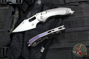 Marfione Select Stitch RAM LOK Knife- Smooth Stonewash Titanium Handle- Stonewash Blade- Purple Backstrap 169RL-10 MS3