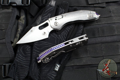 Marfione Select Stitch RAM LOK Knife- Smooth Stonewash Titanium Handle- Stonewash Blade- Purple Backstrap 169RL-10 MS3
