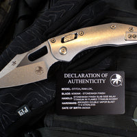 Marfione Select Stitch RAM LOK Knife- Smooth Stonewash Titanium Handle- Stonewash Blade- Flamed Backstrap 169RL-10 MS4