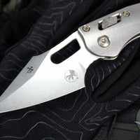 Marfione Select Stitch RAM LOK Knife- Smooth Stonewash Titanium Handle- Stonewash Blade- Flamed Backstrap 169RL-10 MS4