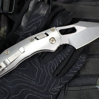 Marfione Select Stitch RAM LOK Knife- Smooth Stonewash Titanium Handle- Stonewash Blade- Flamed Backstrap 169RL-10 MS4