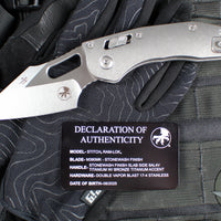 Marfione Select Stitch RAM LOK Knife- Smooth Stonewash Titanium Handle- Stonewash Blade- Bronze Backstrap 169RL-10 MS1