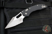 Microtech Stitch RAM LOK Knife- Black Fluted G-10 Handle- Apocalyptic Part Serrated Blade 169RL-11 APFLGTBK