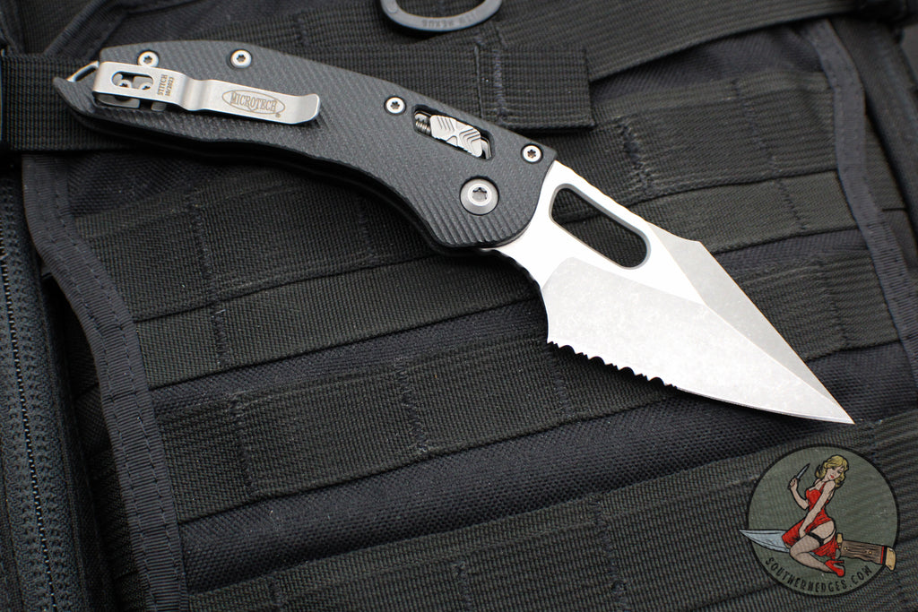 Microtech Stitch RAM LOK Knife- Black Fluted G-10 Handle- Apocalyptic ...