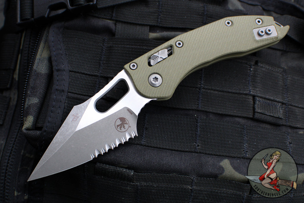 Microtech Stitch RAM LOK Knife- OD Green Fluted G-10 Handle- Apocalypt ...