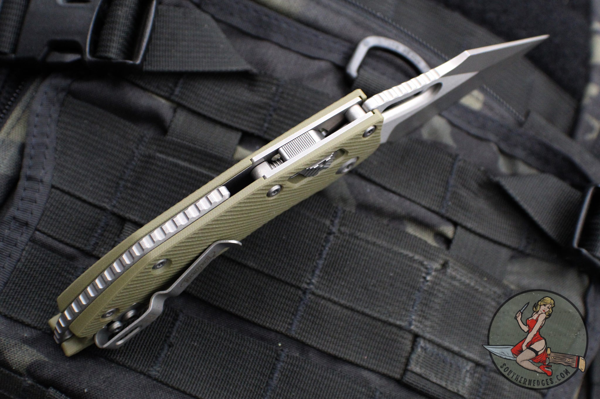 Microtech Stitch RAM LOK Knife- OD Green Fluted G-10 Handle- Apocalypt ...