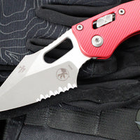 Microtech Stitch RAM LOK Knife- Red Fluted Aluminum Handle- Apocalyptic Part Serrated Blade 169RL-11 APFLRD