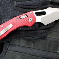 Microtech Stitch RAM LOK Knife- Red Fluted Aluminum Handle- Apocalyptic Part Serrated Blade 169RL-11 APFLRD