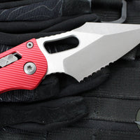 Microtech Stitch RAM LOK Knife- Red Fluted Aluminum Handle- Apocalyptic Part Serrated Blade 169RL-11 APFLRD