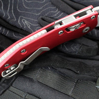 Microtech Stitch RAM LOK Knife- Red Fluted Aluminum Handle- Apocalyptic Part Serrated Blade 169RL-11 APFLRD