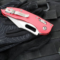 Microtech Stitch RAM LOK Knife- Red Fluted Aluminum Handle- Apocalyptic Part Serrated Blade 169RL-11 APFLRD