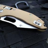 Microtech Stitch RAM LOK Knife- Tan Fluted G-10 Handle- Stonewash Part Serrated Blade 169RL-11 FLGTTA