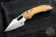 Microtech Stitch RAM LOK Knife- Tan Fluted Aluminum Handle- Stonewash Part Serrated Blade 169RL-11 FLTA