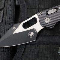 Microtech Stitch RAM LOK Knife- Distressed Black Fluted Aluminum Handle- Black Apocalyptic Blade 169RL-1 FLDBK