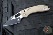 Microtech Stitch RAM LOK Knife- Tan Fluted G-10 Handle- Two-Tone Black Plain Edge Blade 169RL-1 FLGTTA