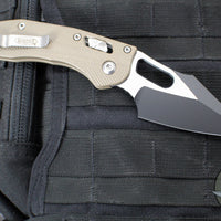 Microtech Stitch RAM LOK Knife- Tan Fluted G-10 Handle- Two-Tone Black Plain Edge Blade 169RL-1 FLGTTA