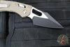 Microtech Stitch RAM LOK Knife- Tan Fluted G-10 Handle- Two-Tone Black Plain Edge Blade 169RL-1 FLGTTA