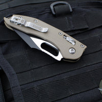 Microtech Stitch RAM LOK Knife- Tan Fluted G-10 Handle- Two-Tone Black Plain Edge Blade 169RL-1 FLGTTA