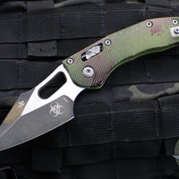 Microtech Stitch RAM LOK Knife- Outbreak Finished Fluted Aluminum Handle- Black Blade 169RL-1 FLOBS