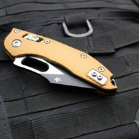 Microtech Stitch RAM LOK Knife- Tan Fluted Aluminum Handle- Black Blade 169RL-1 FLTA