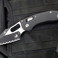 Microtech Stitch RAM LOK Knife- Black Fluted G-10 Handle- Black Full Serrated Blade 169RL-3 FLGTBK